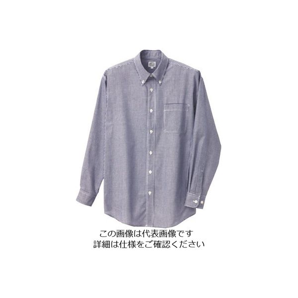 アイトス 長袖ギンガムチェックボタンダウンシャツ(男女兼用) ネイビー 3L 7824-008-3L 1着 144-1042（直送品）