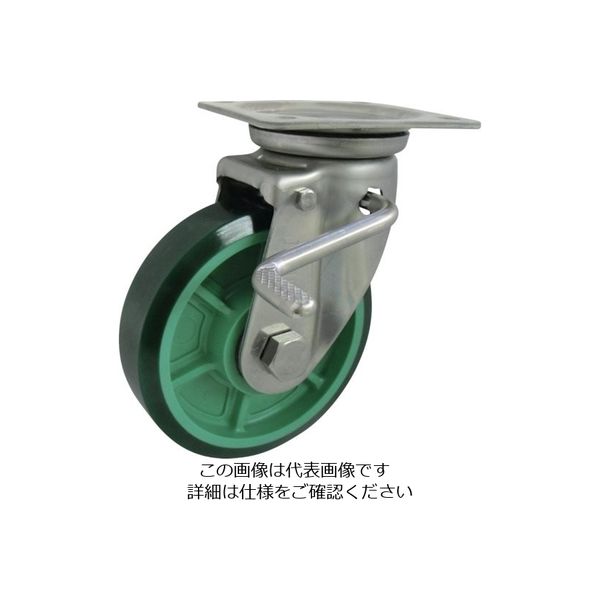 ヨドノ 樹脂製ウレタンゴム車輪ステンレス製自在車ストッパー付 200 PNUJAB200 1個 133-6097（直送品）