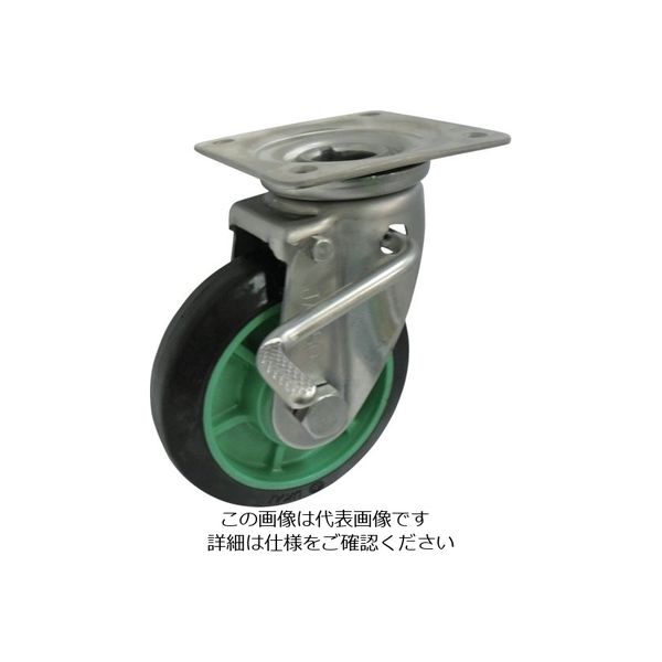 ヨドノ 樹脂製ゴム車輪ステンレス製自在車ストッパー付 130 PNJAB130 1個 131-5639（直送品）