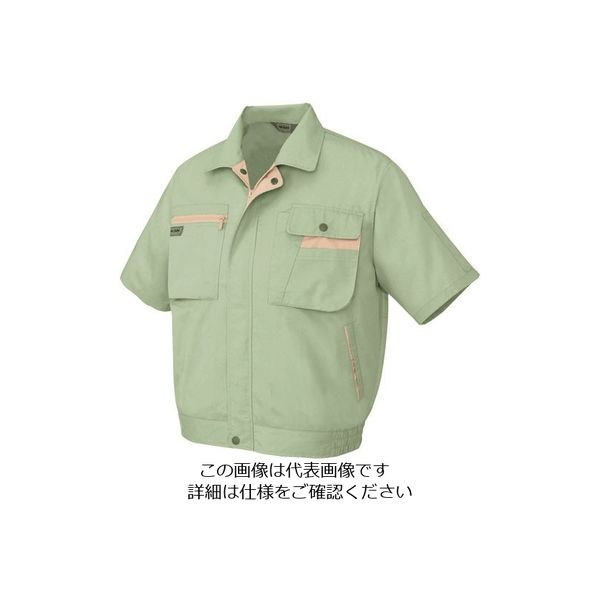 アイトス 半袖ブルゾン(男女兼用) グリーン×ライトベージュ S 5321-015-S 1着 145-3207（直送品）