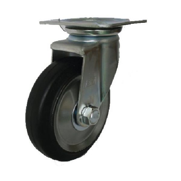 ヨドノ プレス製自在金具付黒ゴム車 100φ WJ100 1個 132-3521（直送品）