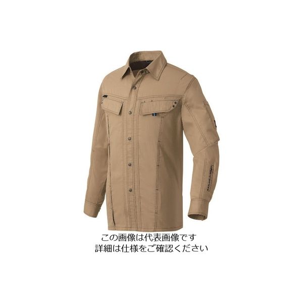アイトス 長袖シャツ(男女兼用) カーキ LL 30535-025-LL 1着 144-5870（直送品）