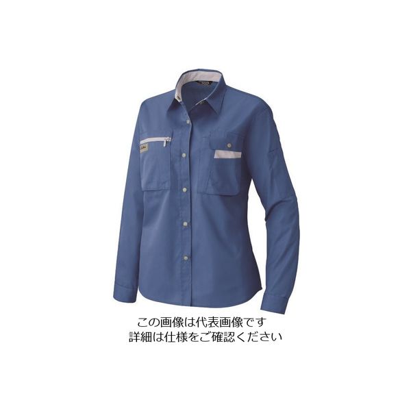 アイトス レディース長袖シャツ(薄地) ブルー×シルバーグレー 9 5329-006-9 1着 143-4556（直送品）