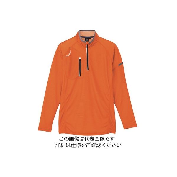 アイトス 長袖ハーフZIPシャツ(男女兼用) オレンジ 3L 10606-163-3L 1着 144-1165（直送品）