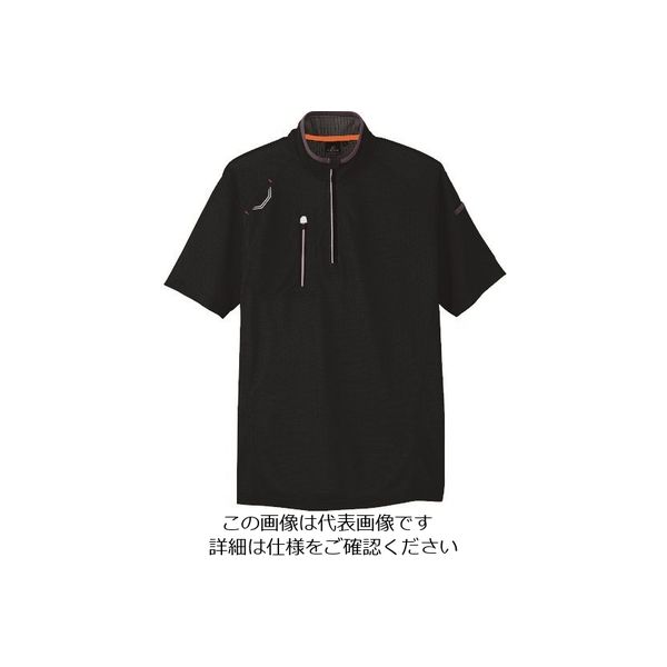 アイトス 半袖ハーフZIPシャツ(男女兼用) ブラック L 10607-010-L 1着 144-1182（直送品）