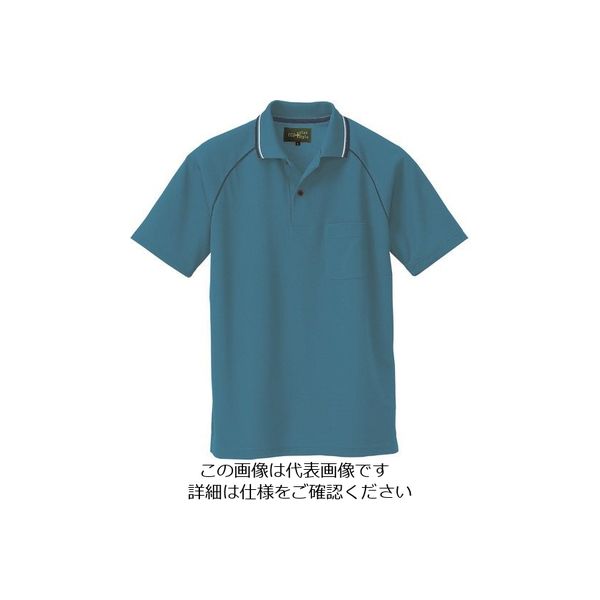 アイトス 制電半袖ポロシャツ(男女兼用) ピーコックブルー 3L 50005-066-3L 1着 143-8040（直送品）