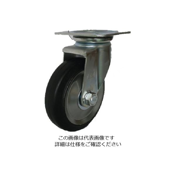 ヨドノ プレス製自在金具付黒ゴム車 300φ WJ300 1個 132-3496（直送品）