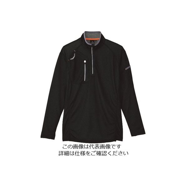 アイトス 長袖ハーフZIPシャツ(男女兼用) ブラック M 10606-010-M 1着 144-2728（直送品）