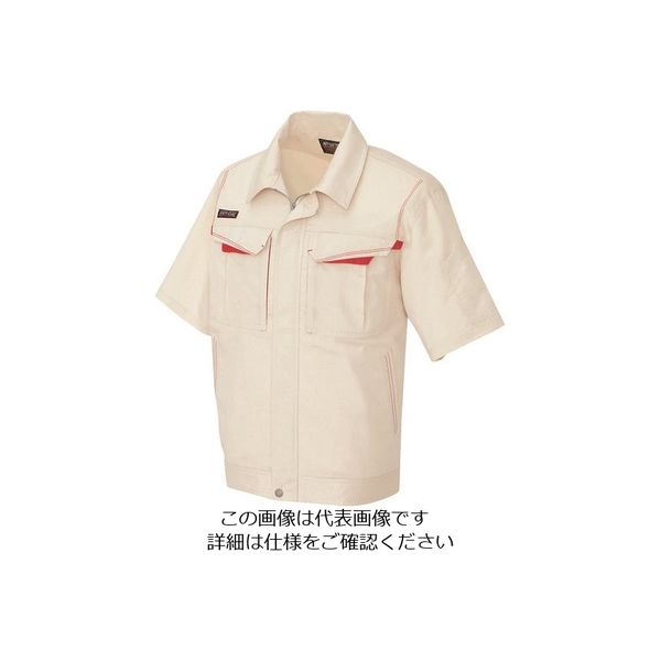 アイトス 半袖ブルゾン(男女兼用) ベージュ×ワインレッド LL 5551-002-LL 1着 143-9157（直送品）