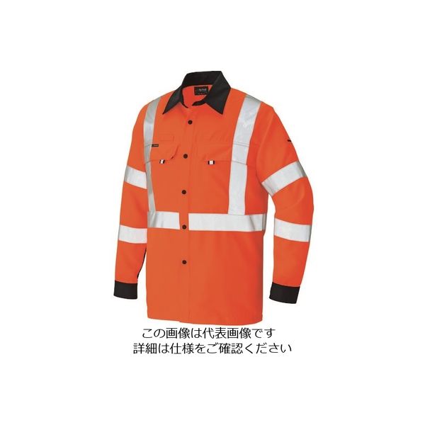アイトス 長袖シャツ(男女兼用) ハイパーオレンジ×ネイビー M 2735-093-M 1着 144-3939（直送品）