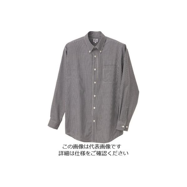 アイトス 長袖ギンガムチェックボタンダウンシャツ(男女兼用) ブラック 5L 7824-010-5L 1着 143-9407（直送品）