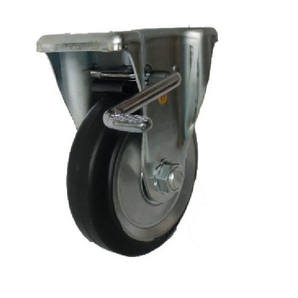 ヨドノ プレス製固定金具ブレーキ付黒ゴム車 130φ WKB130 1個 132-3508（直送品）