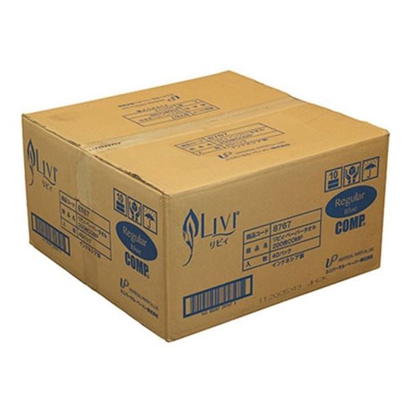 8767リビィ ペーパータオル レギュラー 中判COMP 220×215mm (200枚×20個)×2包入 65-3863-95（直送品）
