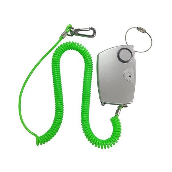 ヨシオ 業務用SOS防犯ブザー LEDライト付き グリーンコイルロープ SSB-003 1個 68-1985-74（直送品）