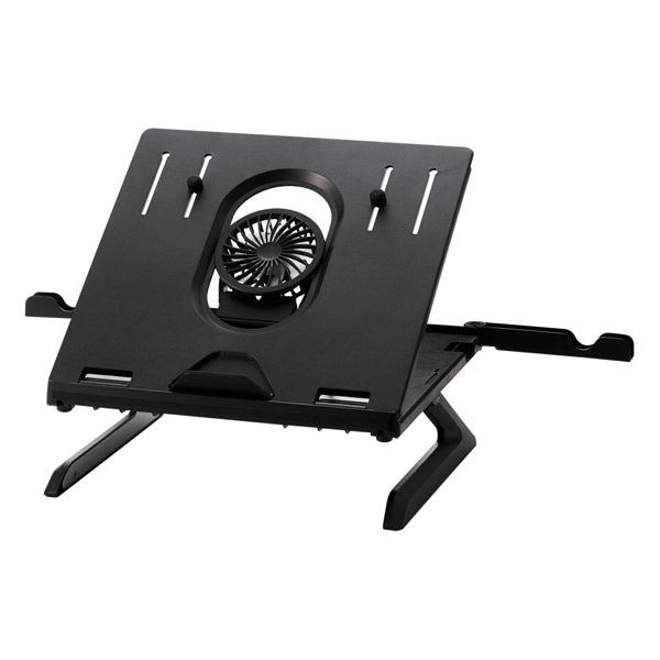 ノートパソコンスタンド (冷却ファン/スマホスタンド搭載) 静音 ブラック PCAWLTSFANH8BK エレコム 1個（直送品）