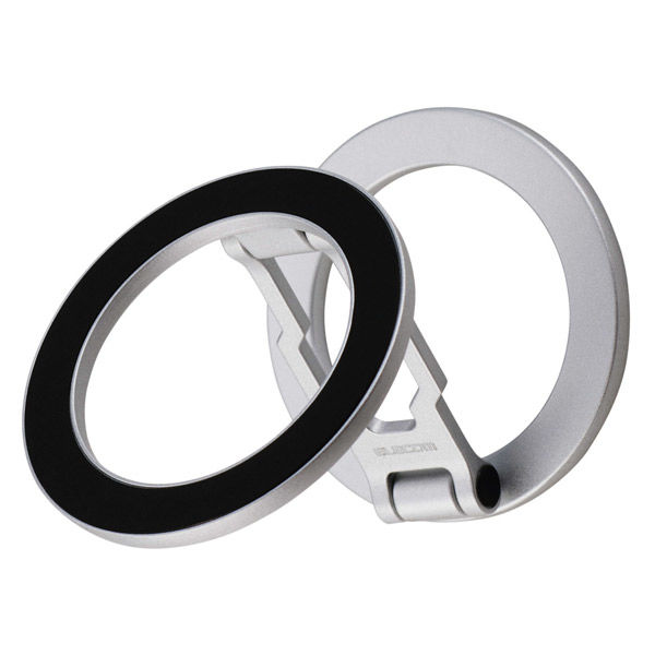 スマホスタンド 両面マグネット 折りたたみ 360度回転 角度調整 シルバー P-DSCMPWM01SV エレコム 1個（直送品）