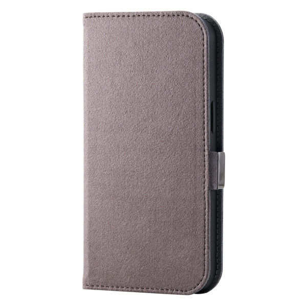 iPhone 16e ケース レザー 手帳型 衝撃吸収 スエード グレー PM-A25SPLFUSGY エレコム 1個（直送品）