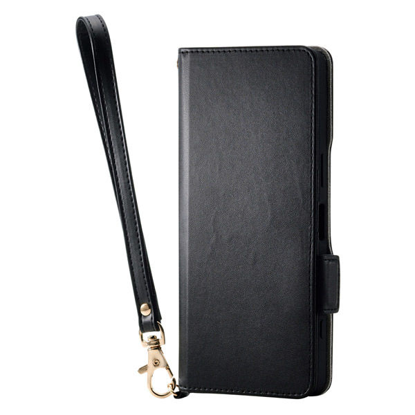 Xperia 1 VII ケース レザー 手帳型 ハンドストラップ付 ブラック PM-X251PLFY4BK エレコム 1個（直送品）