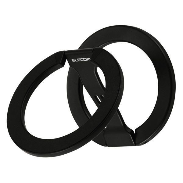 スマホスタンド 両面マグネット 折りたたみ 薄型 360度回転 ブラック PWDSCMPWM02BK エレコム 1個（直送品）