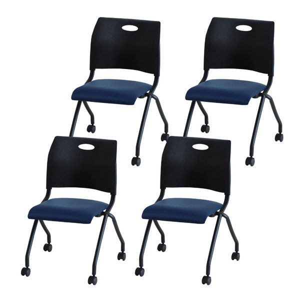 ネイビー スタッキングチェア　アメリカ 4脚セット ミーティングチェア 4脚セット スタッキングチェア 会議用椅子
