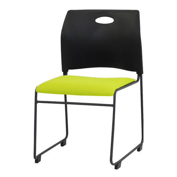 Netforce ミーティングチェア スタッキングチェア 会議用椅子 ループ脚 取っ手付き 完成品 積み重ね 軽量 RAP ブラック×グリーン（直送品）