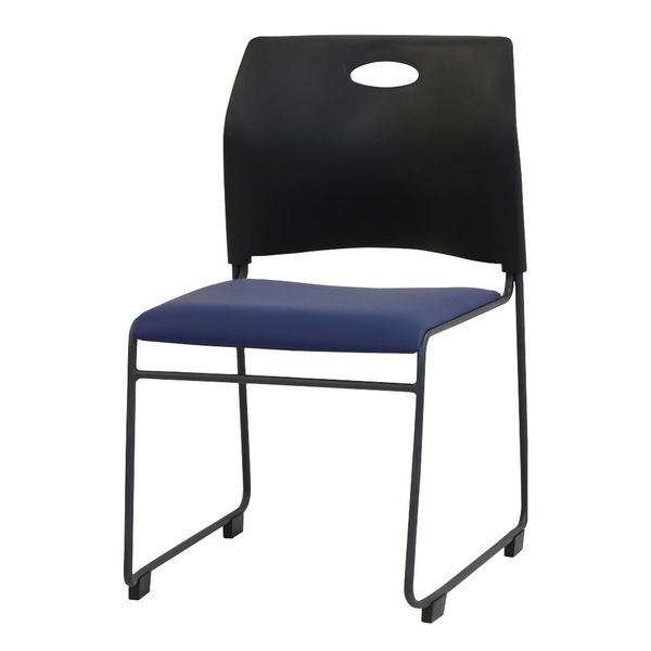 Netforce ミーティングチェア スタッキングチェア 会議用椅子 ループ脚 取っ手付き 完成品 積み重ね 軽量 RAP ブラック×ネイビー（直送品）