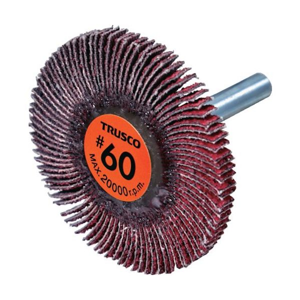 TRUSCO セラミックフラップホイール 軸径6mm #60 外径50×幅5×軸長40 (5個入) TCF5005-CE-60 1箱(5個)（直送品）