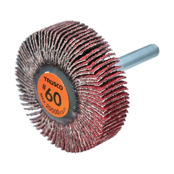 TRUSCO セラミックフラップホイール 軸径6mm #60 外径50×幅15×軸長40 (5個入) TCF5015-CE-60（直送品）