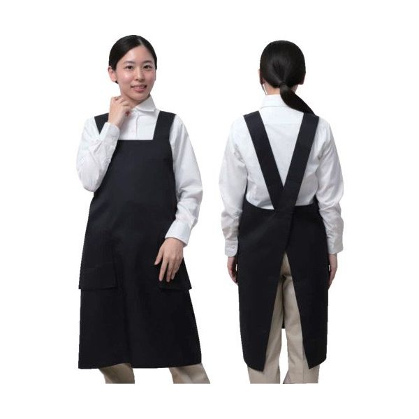 岡潮 ワンステップエプロン (ポリエステル100%) 8123 黒色 1枚(1着) 612-6133（直送品）