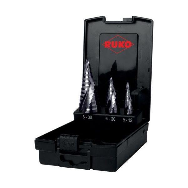 2枚刃スパイラルステップドリルセット 「アルティメットカット」 3本組 フローステップチップ ルナテックコーティング 101626PRO（直送品）