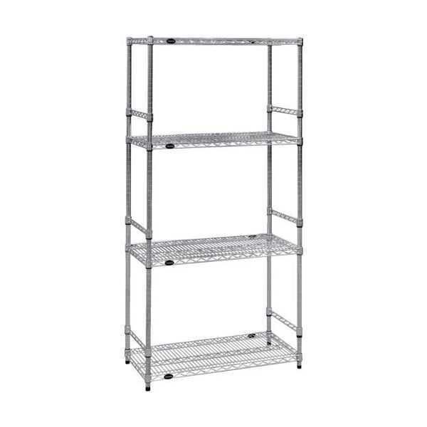 トラスコ中山 TRUSCO スチール製メッシュラック W905XD305XH1533 4段 サイドバー付 TMESDB5334 1台（直送品）