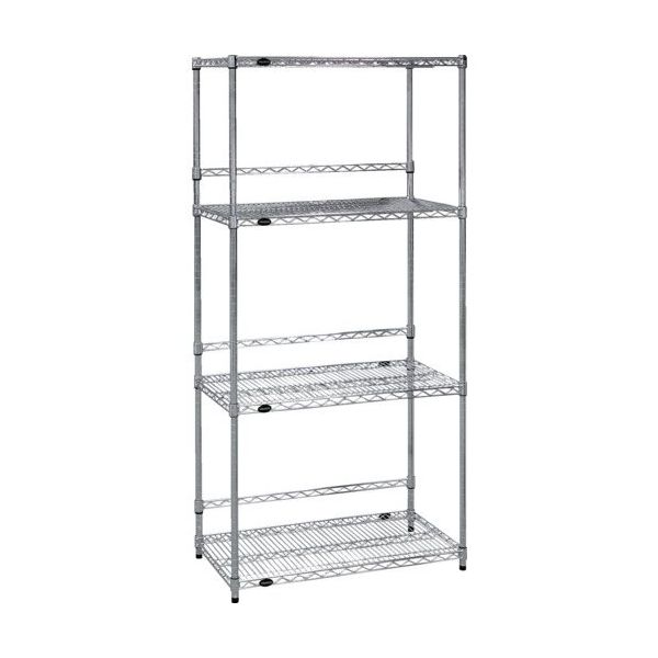 トラスコ中山 TRUSCO ステンレス製メッシュラック W905XD457XH1838 4段 バックバー付 TSMBB6344 1台（直送品）