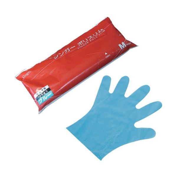 宇都宮製作 シンガー ポリスリム手袋(100枚袋入)ブルーM LPE0190SEBPM 1袋(100枚) 656-6173（直送品）