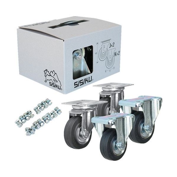 シシク 箱入りキャスタ スタンダードプレスキャスタ(自在WJー75、固定WKー75 各2入) ワンパックキャスタ OPC-W75（直送品）