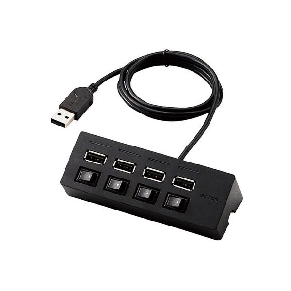 エレコム スイッチ4ポートUSBハブ U2H-TZS428BXBK　1個（直送品）