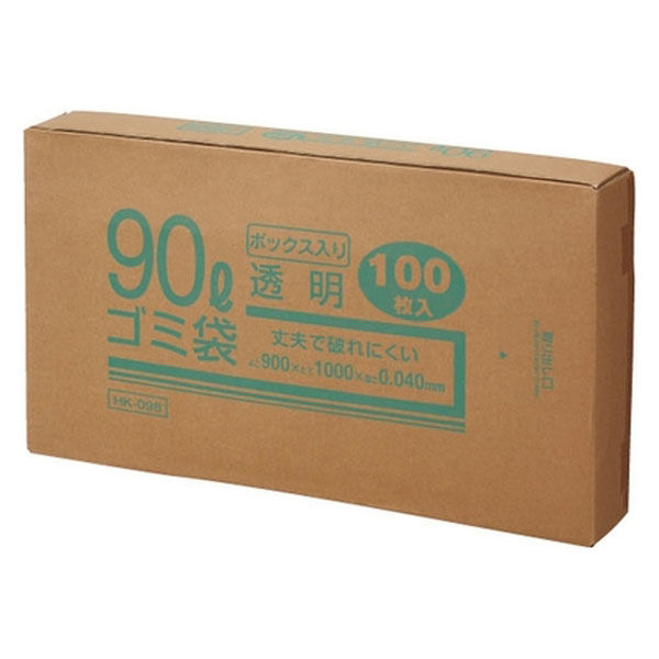 クラフトマン 90Lゴミ袋 透明 ボックス入 100枚　1箱（直送品）