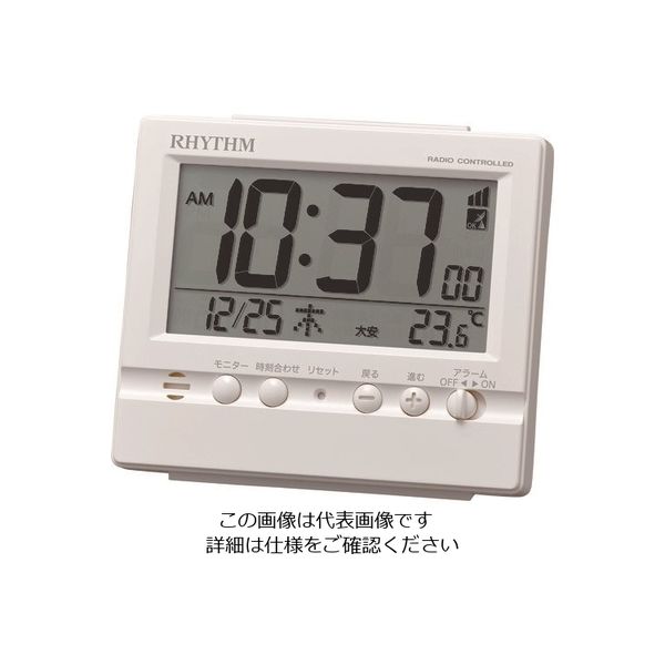 リズム RHYTHM 電波 目覚まし時計 温度計付き 白 8RZ201SR03 1個 157-8344（直送品） - アスクル