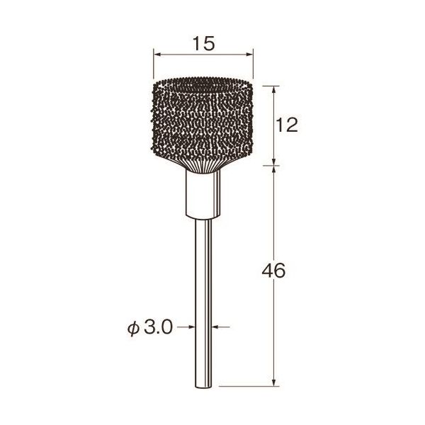 日本精密機械工作 リューター 軸付傘型ブラシ軸径(mm):3毛材:ステンレス線 B6419 1袋(3本) 128-5111（直送品）