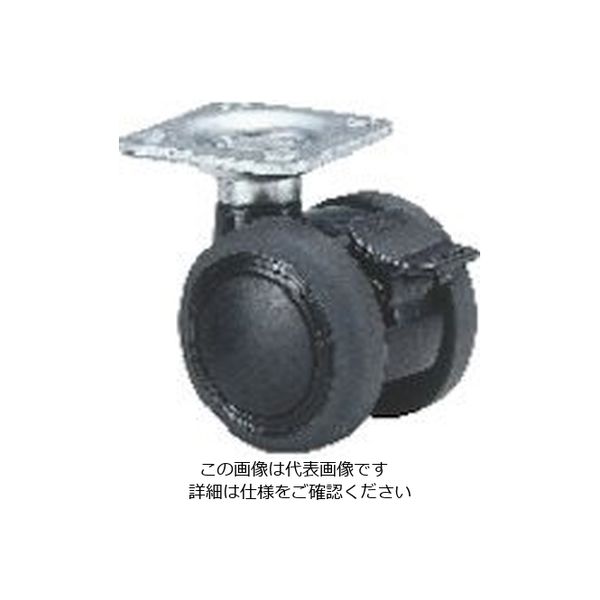 東海キャスター 東海 双輪キャスター エラストマー車 ストッパー付 Φ40mm プレート 黒 TE40JSF26X26 1個（直送品）