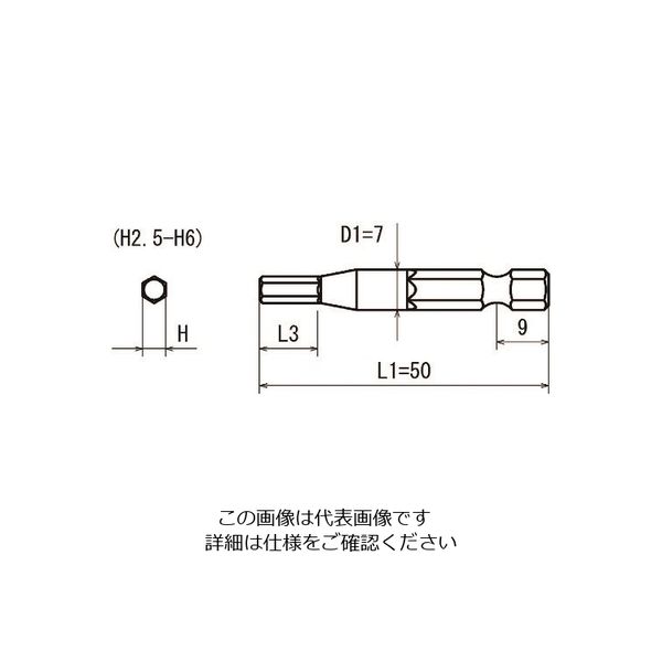 近江精機 近江 六角6.35 溝9差込 ヘキサゴンビット H3 全長50 V17X-H3-50 1セット(10本) 180-5274（直送品）