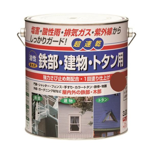 ニッペホームプロダクツ ニッぺ 油性鉄部・建物・トタン用 3.2L アカサビ HUB113ー3.2 4976124216343 1缶（直送品）