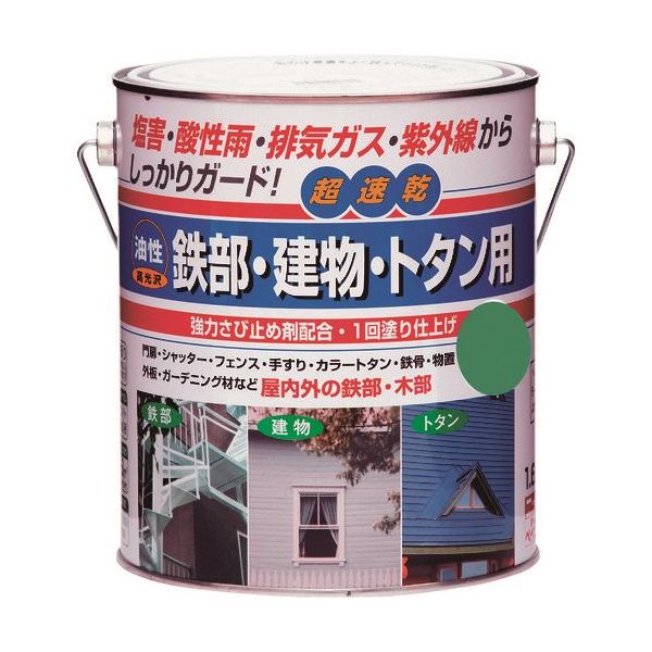 ニッぺ 油性鉄部・建物・トタン用 1.6L カントリーグリーン HUB124ー1.6 4976124217432 1缶（直送品）