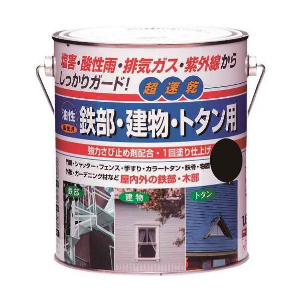 ニッペホームプロダクツ ニッぺ 油性鉄部・建物・トタン用 1.6L ブラック HUB106ー1.6 4976124215636 1缶（直送品）