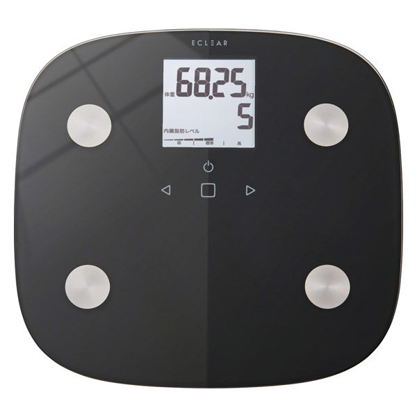 エレコム 体重計 体組成計 8項目測定 乗るだけ自動認識 ヘルスメーター ブラック EFS010BK 1個（直送品）