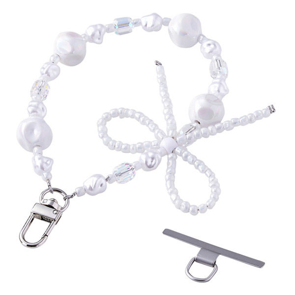 スマホストラップ リボンパールビーズ ハンドストラップ 手首 落下防止 上品 パール P-STHBEPAL エレコム 1個（直送品）