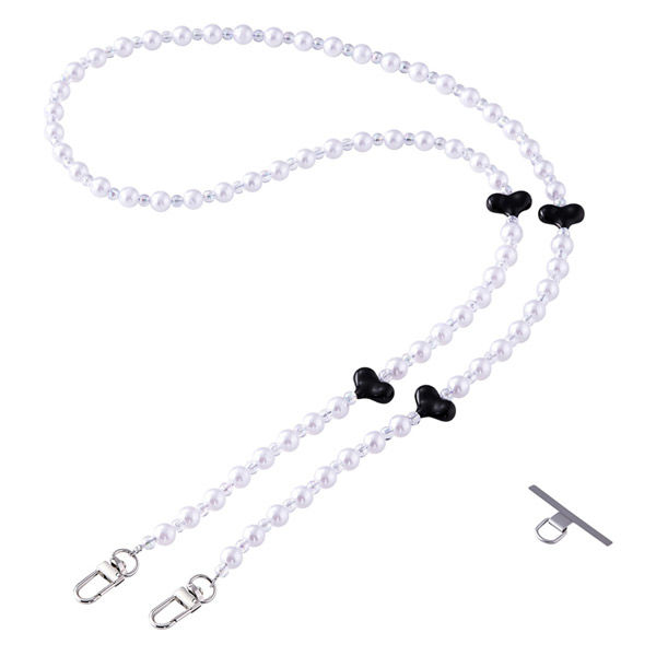 スマホストラップ ハートパールビーズ ショルダー 首掛け おしゃれ ブラック P-STSDH1BEPALBK エレコム 1個（直送品）