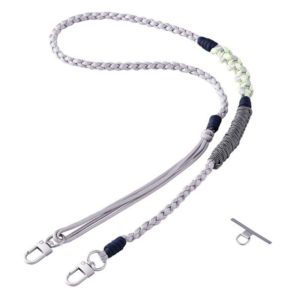 スマホストラップ 編みロープタイプ ショルダー 首掛け 長さ調整可 落下防止 グレー P-STSDH1KNGY エレコム 1個（直送品）