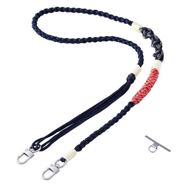 スマホストラップ 編みロープタイプ ショルダー 首掛け 長さ調整可 落下防止 ネイビー P-STSDH1KNNV エレコム 1個（直送品）