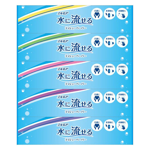 カミ商事 水に流せるティッシュペーパー160W5P 422701 1パック(5箱)（直送品）