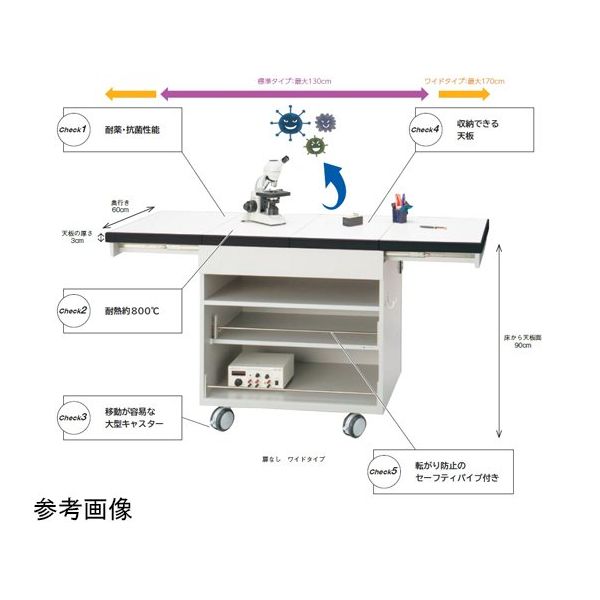 島津理化 移動式理科実験用ワゴン 扉なし ワイドタイプ 142-083 1台 67-7098-82（直送品）
